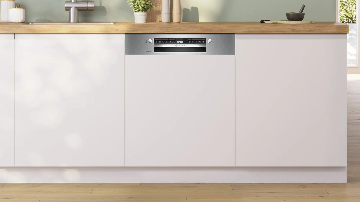 Bosch Serie 4, Teilintegrierter Geschirrspüler, 60 cm, Edelstahl SMI4HCS08E