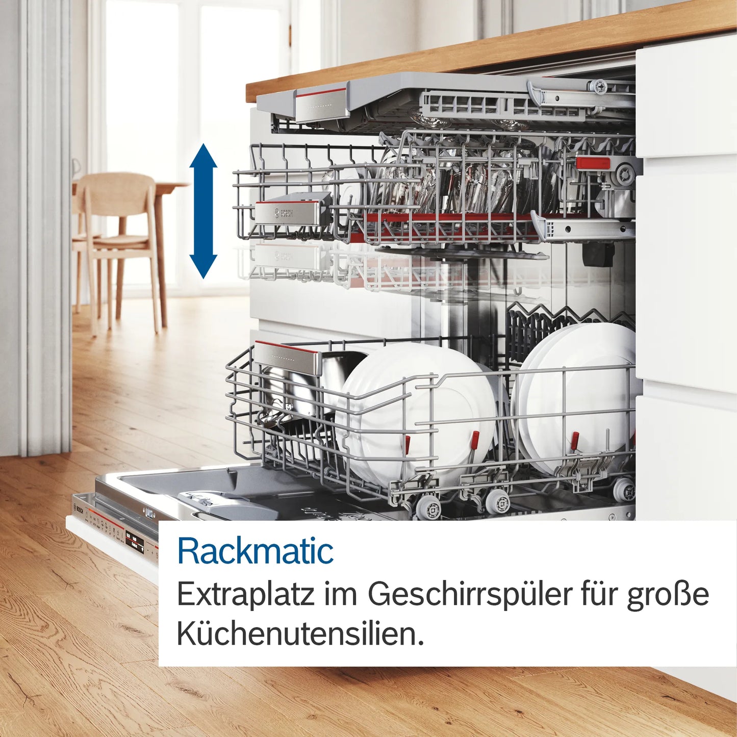 Bosch Serie 4, Teilintegrierter Geschirrspüler, 60 cm, Edelstahl SMI4HCS08E