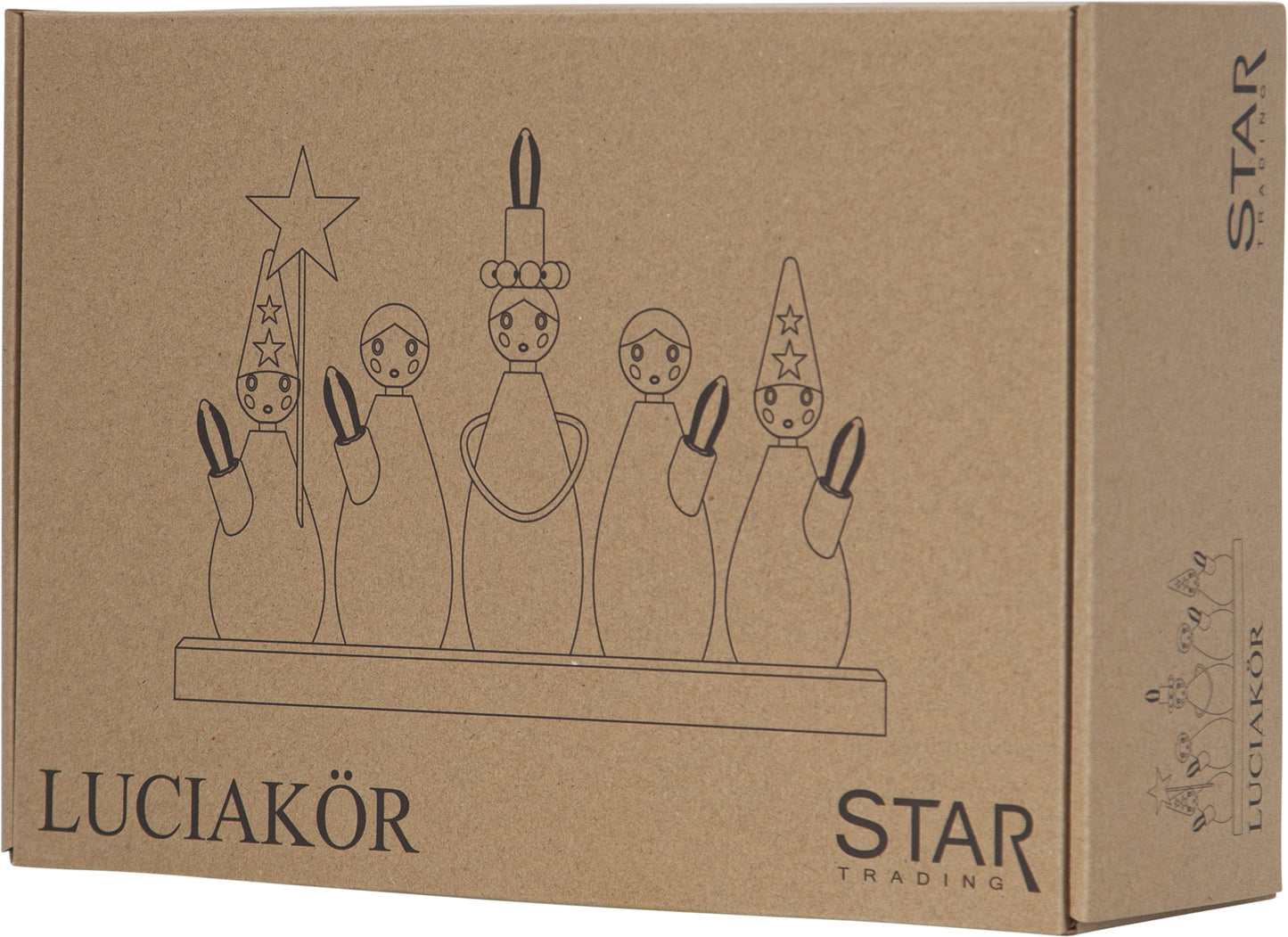 Star Trading Fensterleuchter "Luciakör" 5-flammig, Material: Holz, weiß, ca. 22x33 cm, mit Trafo, Vierfarb-Karton