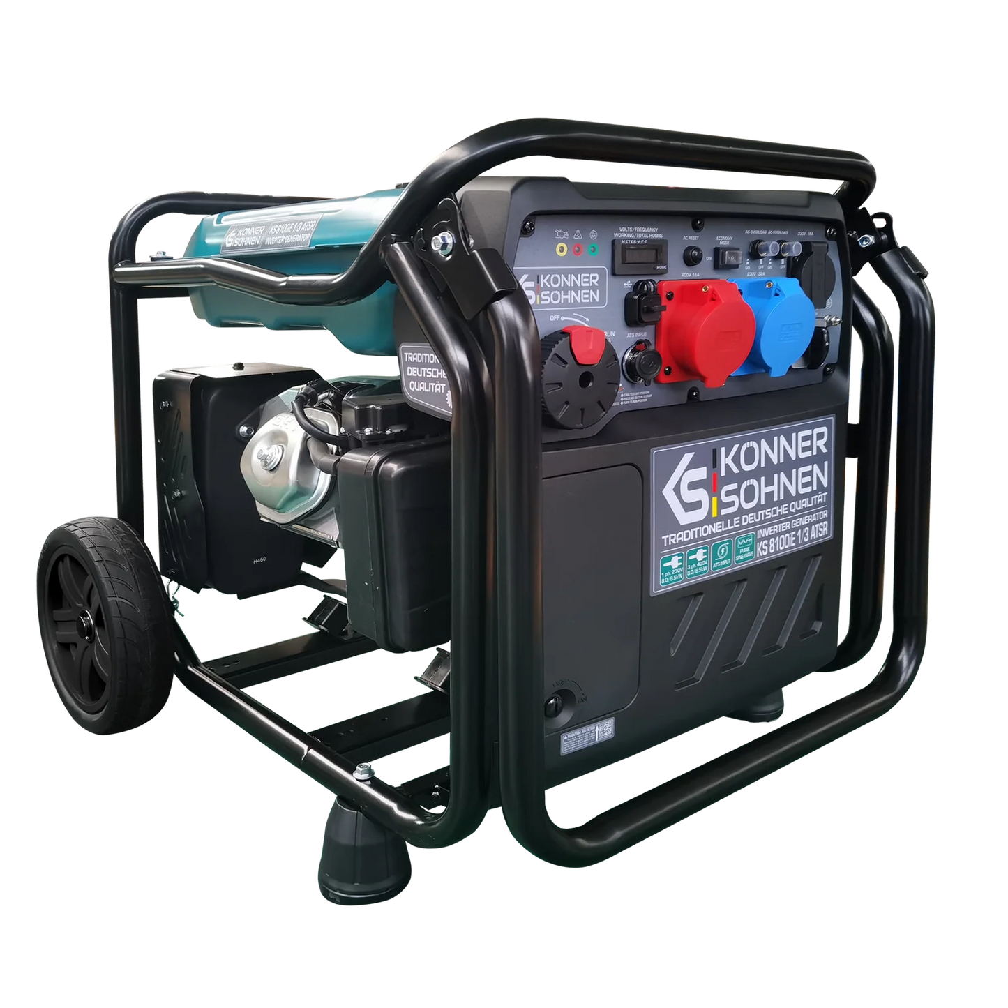 "Könner & Söhnen" Inverter Generator KS 8100iE 1/3 ATSR - 8kW Rated Power (230/400V available without switching losses) - Petrol Engine