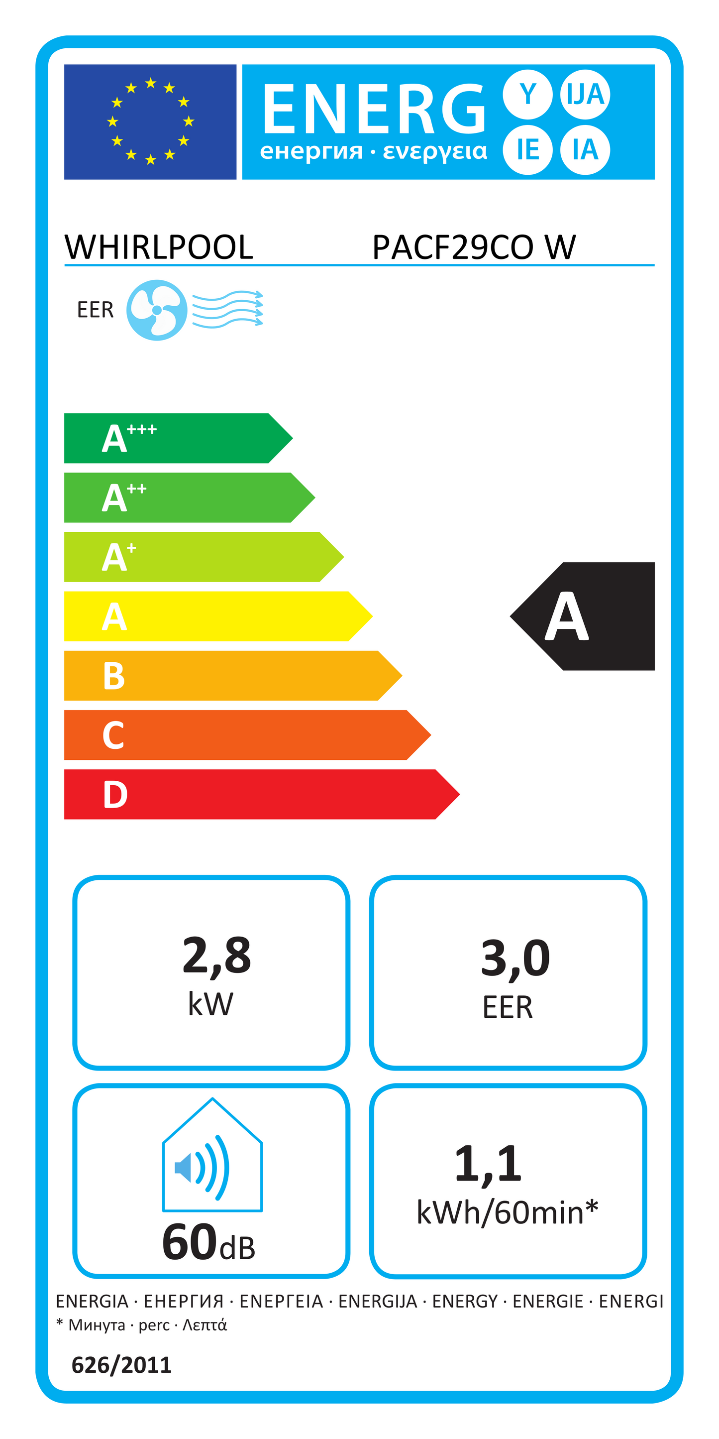 WHIR Klimagerät Mobil PACF29COW weiß 2800 Watt
