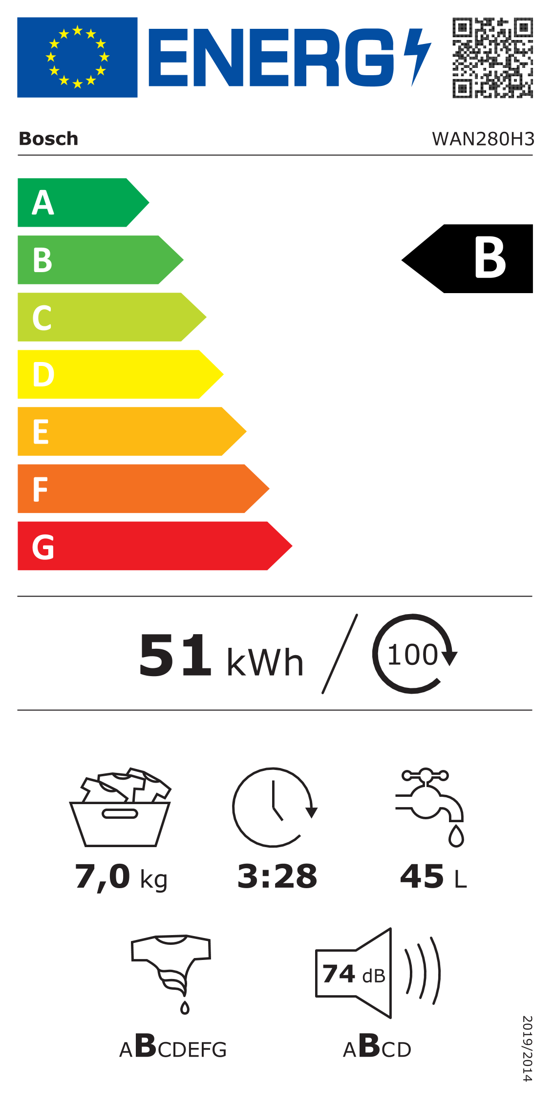 Sonderposten: Bosch Serie 4, Waschmaschine, 7Kg 1400U/Min LED AquaStop. WAN280H3