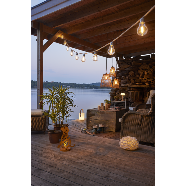 Star Trading LED-Solar-Dekoration "Oxicat", sitzende Katze Rost, Metall, ca. 25x30 cm, ww LED, Akku, outdoor, Vierfarb-Karton