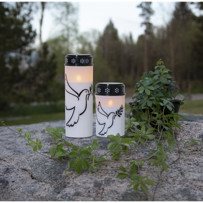 Star Trading LED-Grablicht "Dove"warmwhite LED, Kunststoff, weiß/Taubenmotiv, 2x Größen, exkl. Batterie, Timer, outdoor,Vierfarb-Karton