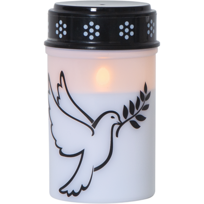 Star Trading LED-Grablicht "Dove"warmwhite LED, Kunststoff, weiß/Taubenmotiv, 2x Größen, exkl. Batterie, Timer, outdoor,Vierfarb-Karton