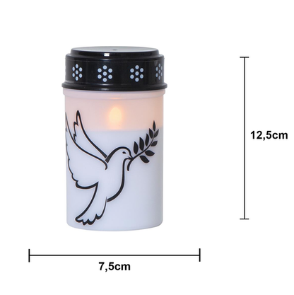 Star Trading LED-Grablicht "Dove"warmwhite LED, Kunststoff, weiß/Taubenmotiv, 2x Größen, exkl. Batterie, Timer, outdoor,Vierfarb-Karton