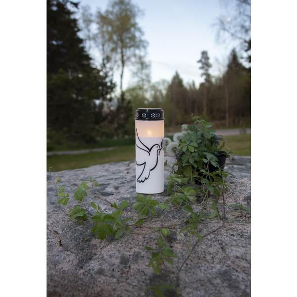 Star Trading LED-Grablicht "Dove"warmwhite LED, Kunststoff, weiß/Taubenmotiv, 2x Größen, exkl. Batterie, Timer, outdoor,Vierfarb-Karton