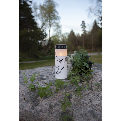 Star Trading LED-Grablicht "Dove"warmwhite LED, Kunststoff, weiß/Taubenmotiv, 2x Größen, exkl. Batterie, Timer, outdoor,Vierfarb-Karton