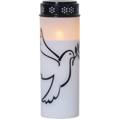 Star Trading LED-Grablicht "Dove"warmwhite LED, Kunststoff, weiß/Taubenmotiv, 2x Größen, exkl. Batterie, Timer, outdoor,Vierfarb-Karton