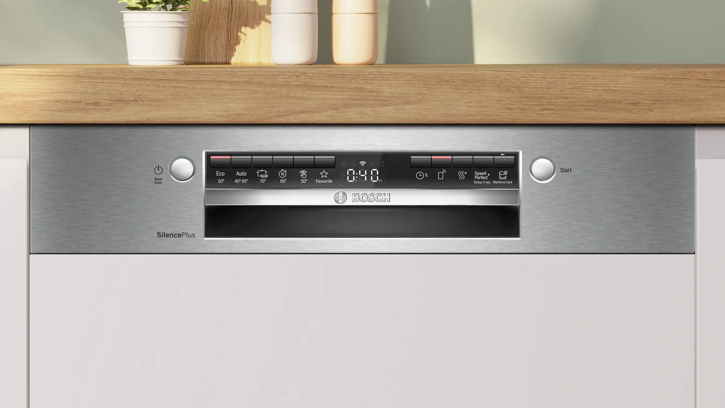Bosch  Serie 4, Teilintegrierter Geschirrspüler, 60 cm, Edelstahl SMI4HCS08E