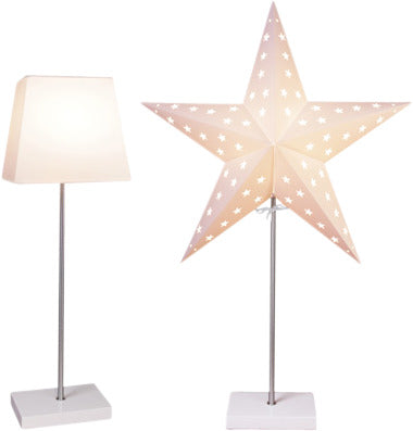 Star Trading Standleuchte "Combi-Pack" Material: Metall/Holz/Papier, Farbe: creme/eiche oder creme/weiß, ca. 65x43 cm (Stern), ca. 52,5x20 cm (Lampe), Vierfarb-Karton