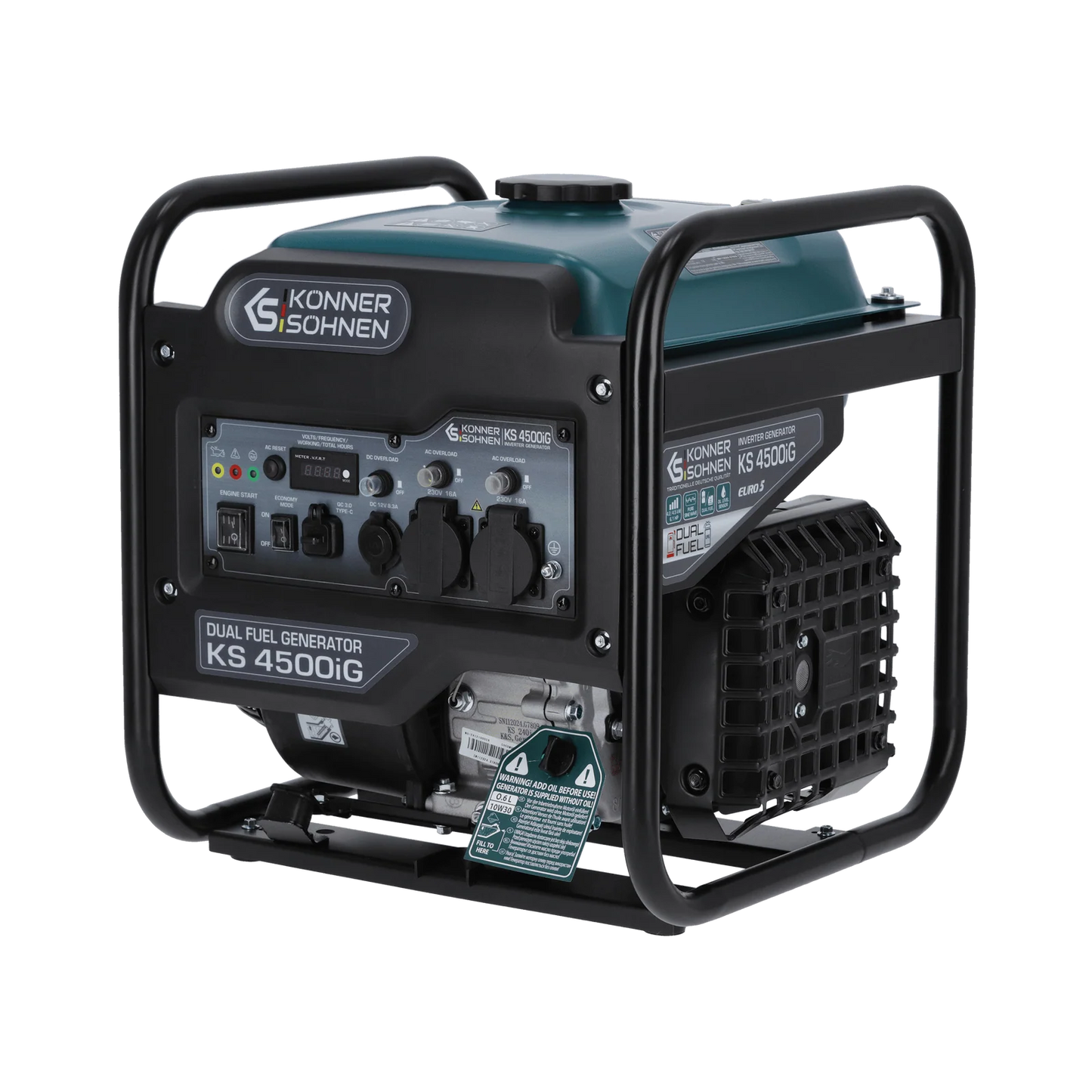 "Könner & Söhnen" Dual-Inverter-Generator KS 4500iG - 4.2kW Nennleistung - Benzin / Gas Motor - 230V