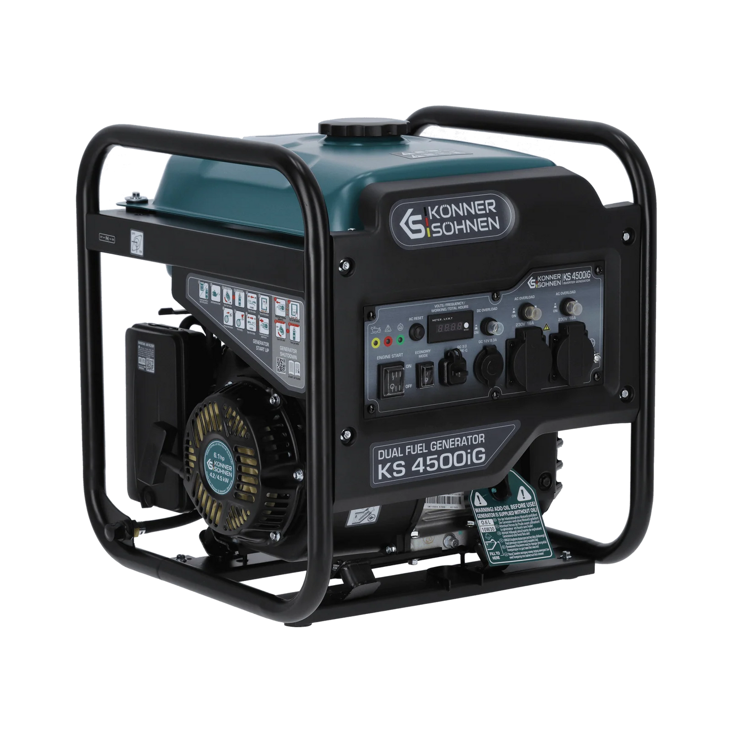 "Könner & Söhnen" Dual-Inverter-Generator KS 4500iG - 4.2kW Nennleistung - Benzin / Gas Motor - 230V