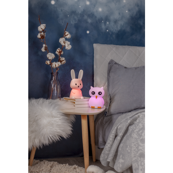 Star Trading LED Nachtlicht "Bunny", Hase weiß, 7 einstellbare Farben, mit Touchsensor, 0,3 W, ca. 9x20 cm, Batterie, Silikon