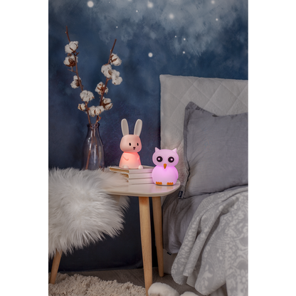 Star Trading LED Nachtlicht "Bunny", Hase weiß, 7 einstellbare Farben, mit Touchsensor, 0,3 W, ca. 9x20 cm, Batterie, Silikon