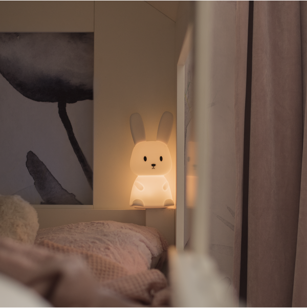 Star Trading LED Nachtlicht "Bunny", Hase weiß, 7 einstellbare Farben, mit Touchsensor, 0,3 W, ca. 9x20 cm, Batterie, Silikon