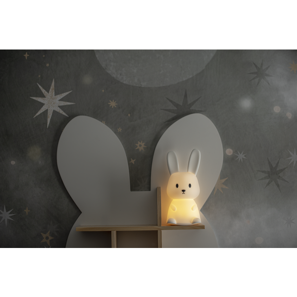 Star Trading LED Nachtlicht "Bunny", Hase weiß, 7 einstellbare Farben, mit Touchsensor, 0,3 W, ca. 9x20 cm, Batterie, Silikon