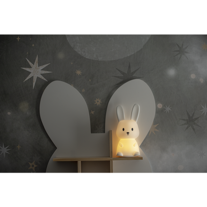 Star Trading LED Nachtlicht "Bunny", Hase weiß, 7 einstellbare Farben, mit Touchsensor, 0,3 W, ca. 9x20 cm, Batterie, Silikon