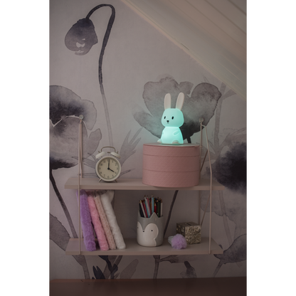 Star Trading LED Nachtlicht "Bunny", Hase weiß, 7 einstellbare Farben, mit Touchsensor, 0,3 W, ca. 9x20 cm, Batterie, Silikon