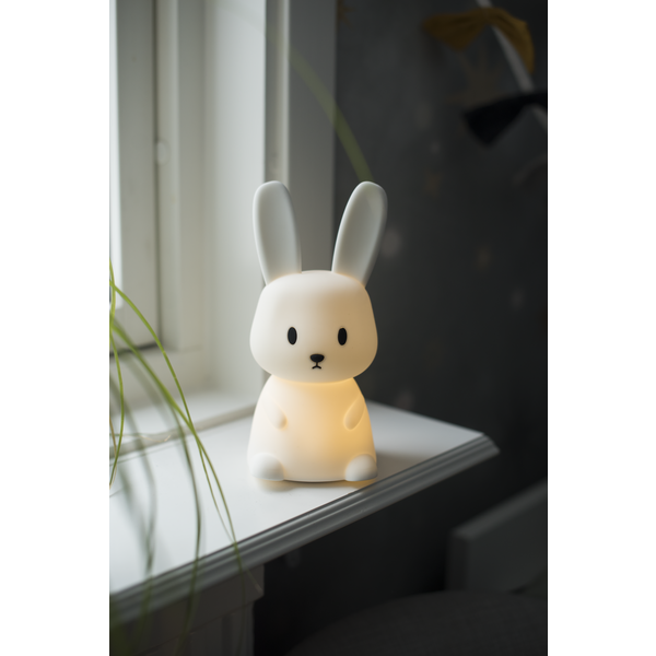 Star Trading LED Nachtlicht "Bunny", Hase weiß, 7 einstellbare Farben, mit Touchsensor, 0,3 W, ca. 9x20 cm, Batterie, Silikon
