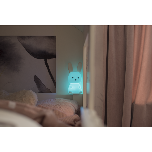 Star Trading LED Nachtlicht "Bunny", Hase weiß, 7 einstellbare Farben, mit Touchsensor, 0,3 W, ca. 9x20 cm, Batterie, Silikon