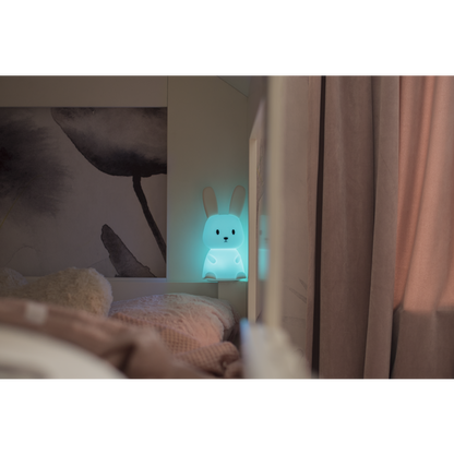 Star Trading LED Nachtlicht "Bunny", Hase weiß, 7 einstellbare Farben, mit Touchsensor, 0,3 W, ca. 9x20 cm, Batterie, Silikon