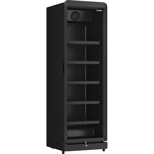 SARO Kühlschrank mit Glastür, Modell GTK 388 - schwarz - EEK: C