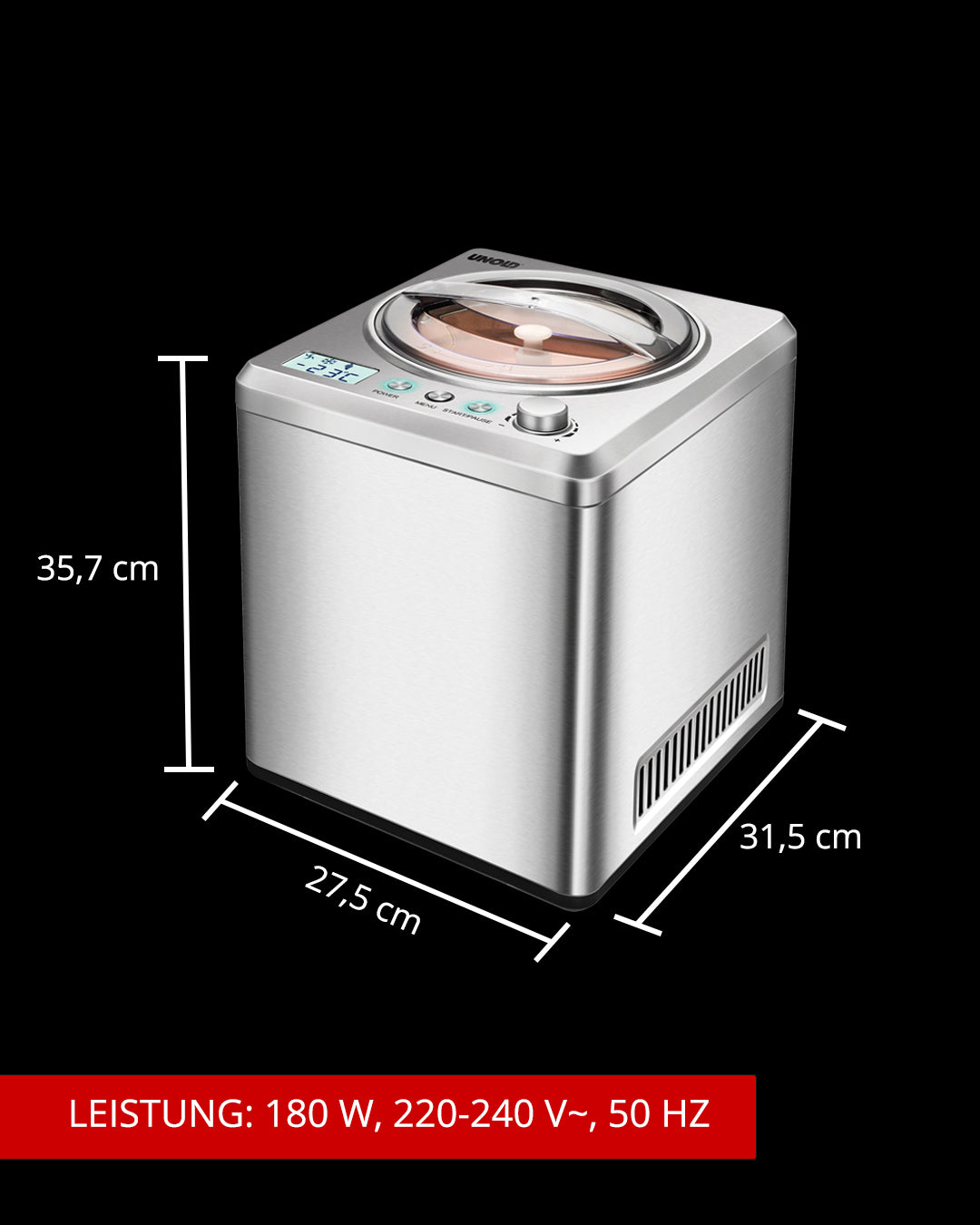 Angebot: Unold 48872 Eismaschine Exklusiv 2L 180W edelstahl
