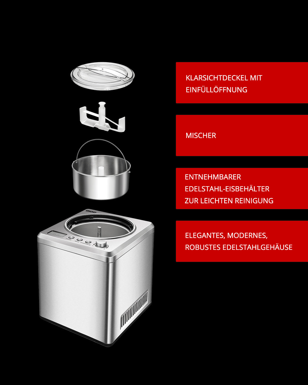 Angebot: Unold 48872 Eismaschine Exklusiv 2L 180W edelstahl