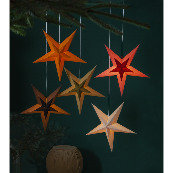 Star Trading Papierstern "Diva" ca. 60 cm Ø, Samtstern in der Mitte, ohne Kabel und Fassung,Vierfarb-Karton