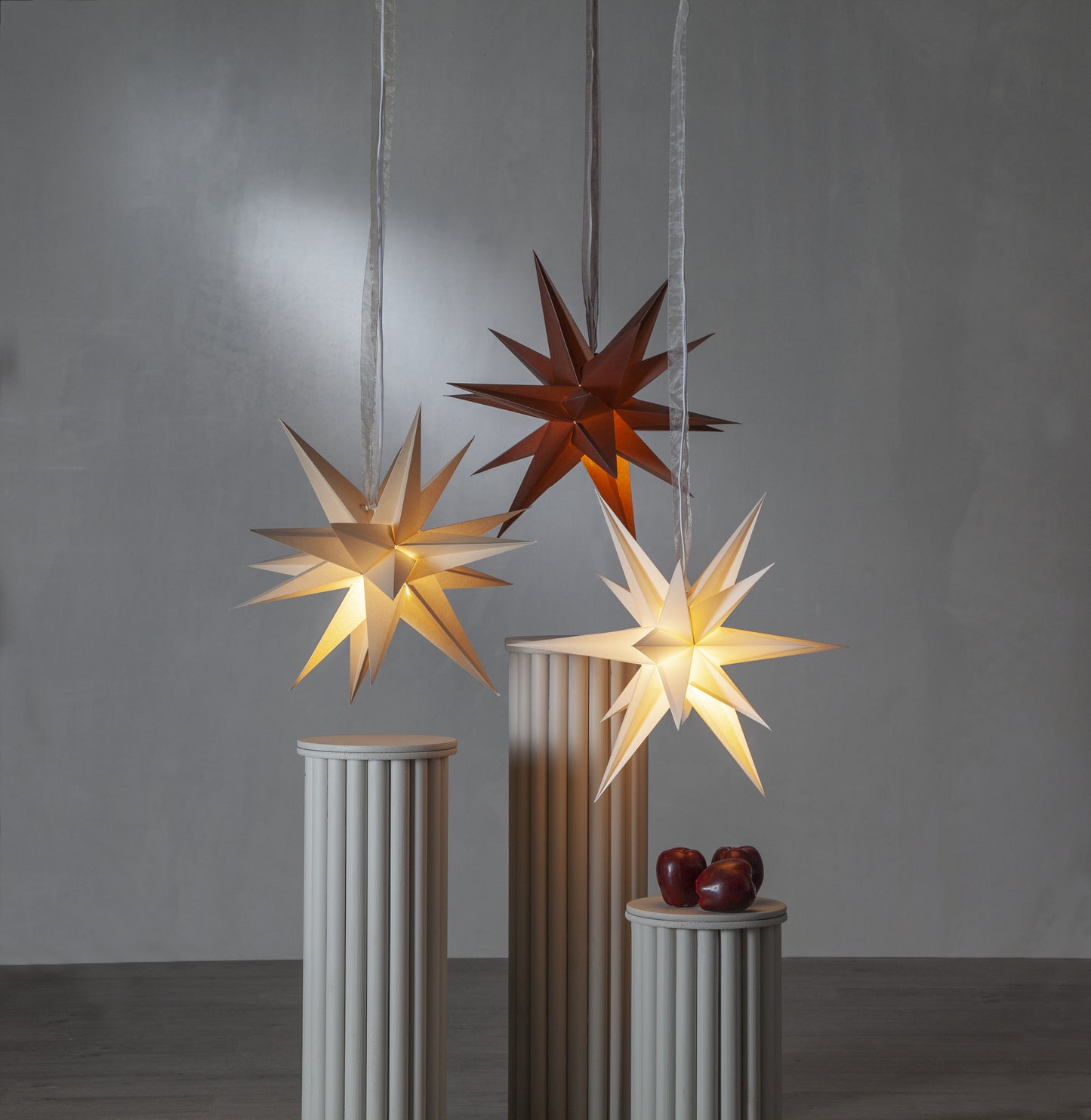 Star Trading Papierstern "December", ca. 45x45 cm, mit Band, ohne Leuchtmittel, Vierfarb-Karton