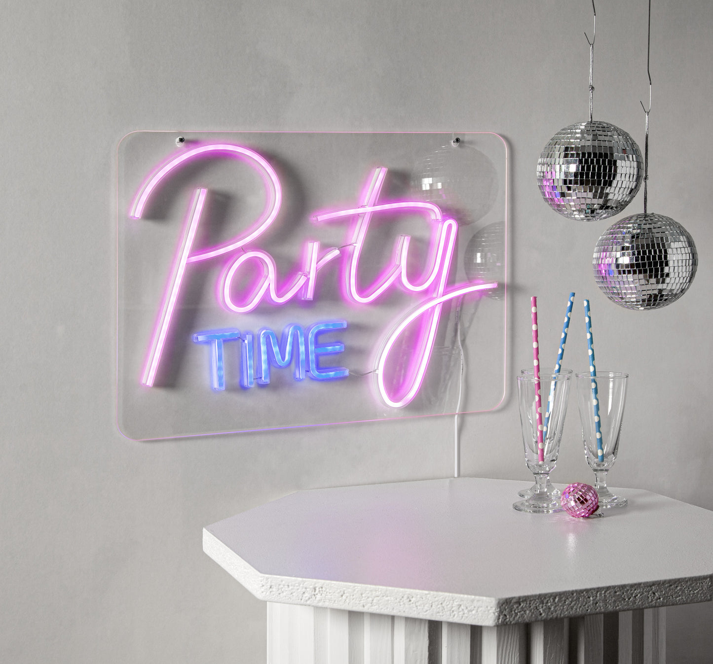 Star Trading LED-Dekoration "Plexy", Party Time bunte LED, ca. 48x36 cm, Plexiglasscheibe, 2 m Kabel, inkl. USB-Kabel, indoor, Vierfarb-Karton