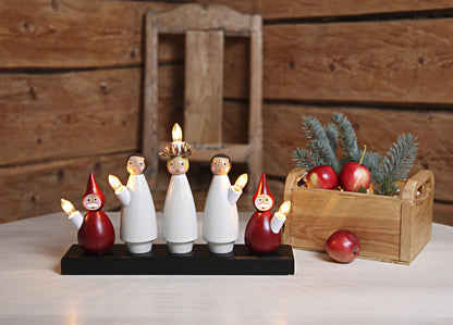 Star Trading Fensterleuchter "Luciakör" 5-flammig, Material: Holz, bunt, ca. 22x33 cm, Vierfarb-Karton