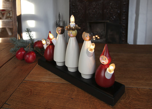 Star Trading "Luciakör" 5-light window chandelier, material: wood, multicolored, approx. 22x33 cm, four-color cardboard box