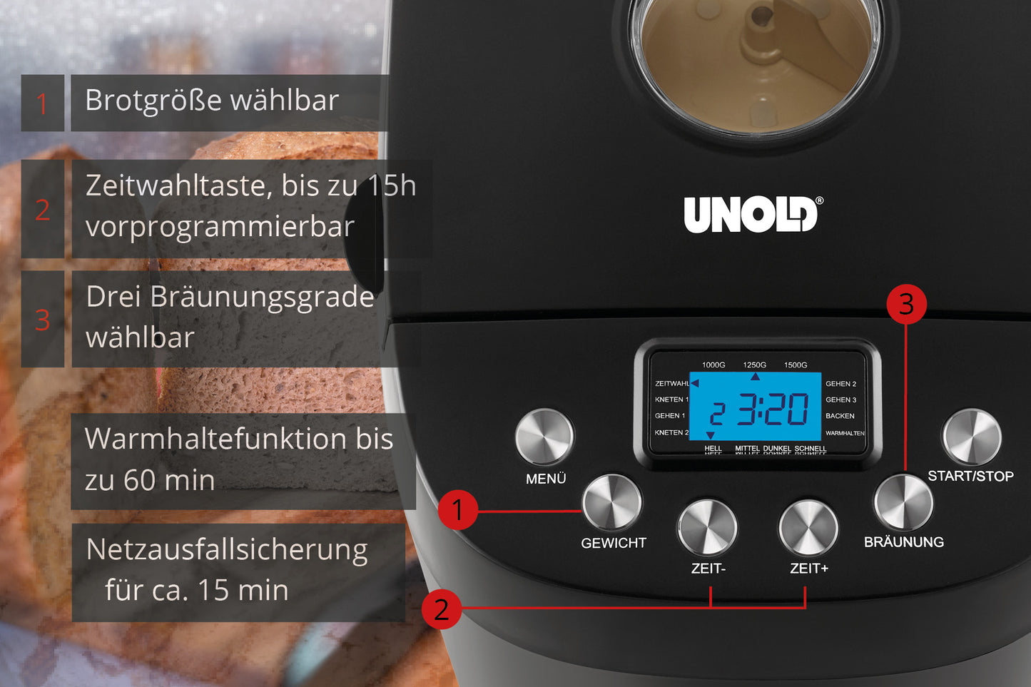 Unold Backmeister® Big (Backautomat + Konfitüren + Joghurt)