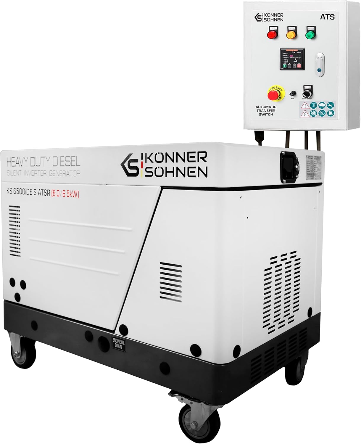 "Könner & Söhnen" Diesel Inverter Generator in Soundproof Casing KS 6500iDE S ATSR  - 6kVA Nennleistung - Dieselmotor - 230V