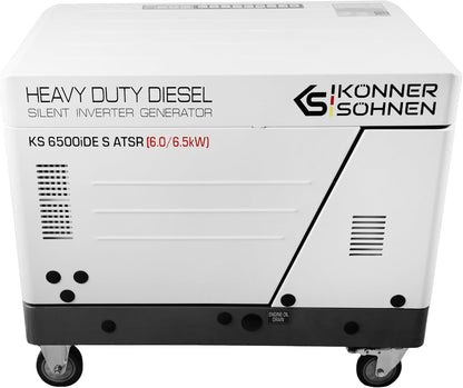"Könner & Söhnen" Diesel Inverter Generator in Soundproof Casing KS 6500iDE S ATSR  - 6kVA Nennleistung - Dieselmotor - 230V