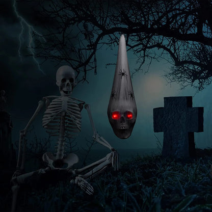 Halloween Hängende Dekoration Leuchtende LED Skelett Kopf Spinne Netz Horror Geräuschaktiviert Geisterhaus Garten Requisite