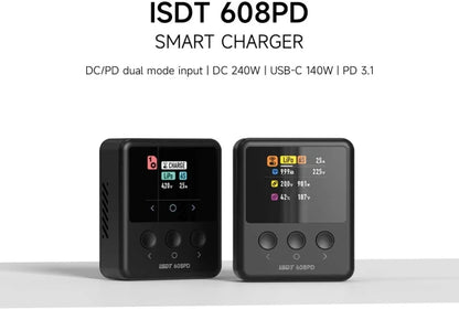 ISDT 608PD Smart Charger DC 240W/10A USB C 140W/5A 1-6S Lipo