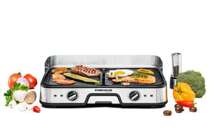 Rommelsbacher BBQ 2025 Tischgrill ed/sw 2000W 2 Grillplatten 22,5x28,5cm