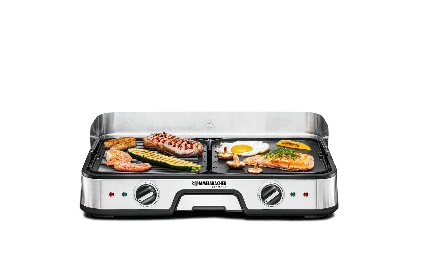 Rommelsbacher BBQ 2025 Tischgrill ed/sw 2000W 2 Grillplatten 22,5x28,5cm