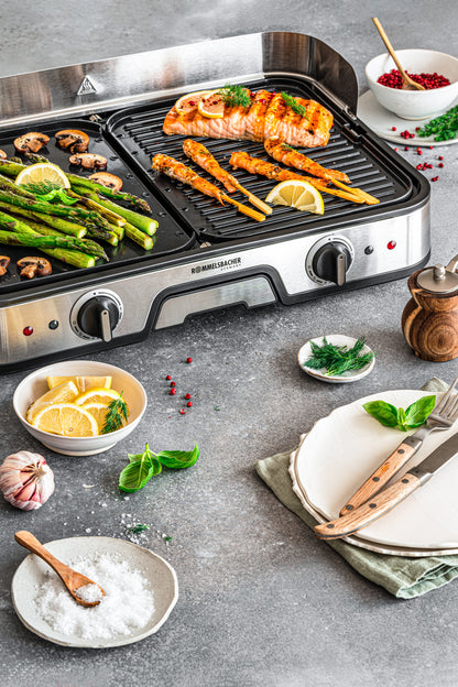 Rommelsbacher BBQ 2025 Tischgrill ed/sw 2000W 2 Grillplatten 22,5x28,5cm
