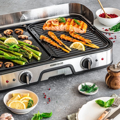Rommelsbacher BBQ 2025 Tischgrill ed/sw 2000W 2 Grillplatten 22,5x28,5cm
