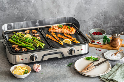 Rommelsbacher BBQ 2025 Tischgrill ed/sw 2000W 2 Grillplatten 22,5x28,5cm