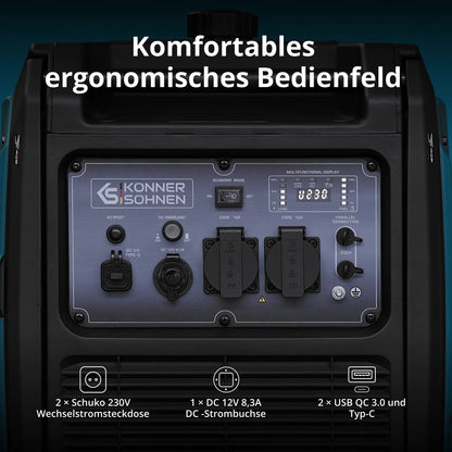 "Könner & Söhnen" LPG/Benzin-Inverter-Generator KS 4000iEG S - 3.5kW Nennleistung - Benzin / Gas Motor - 230V