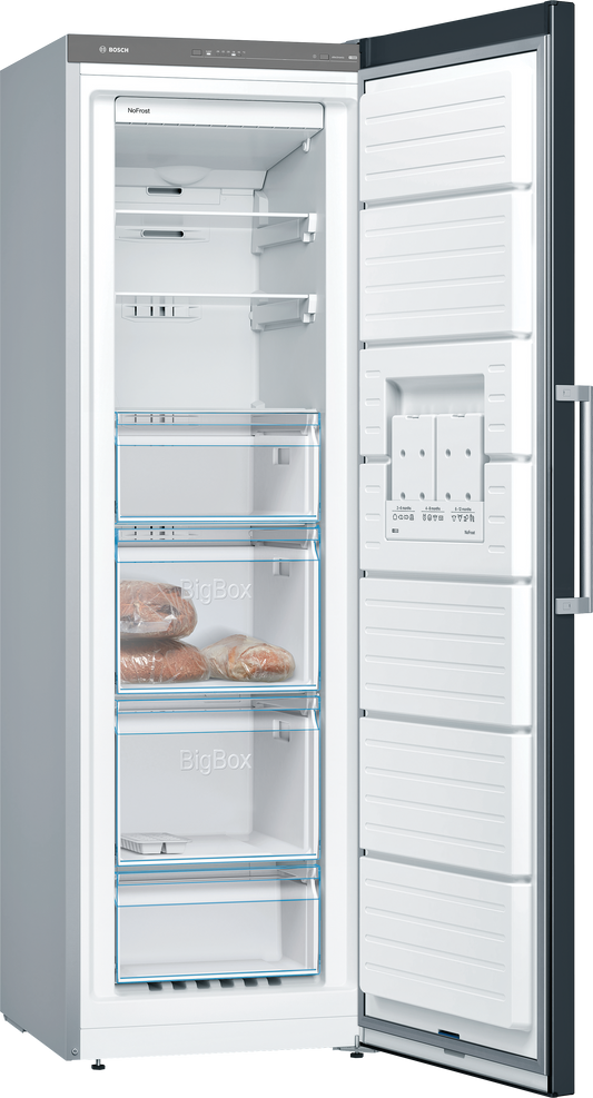 Bosch Serie 4, Freistehender Gefrierschrank, 186 x 60 cm, Schwarz GSN36VBEP