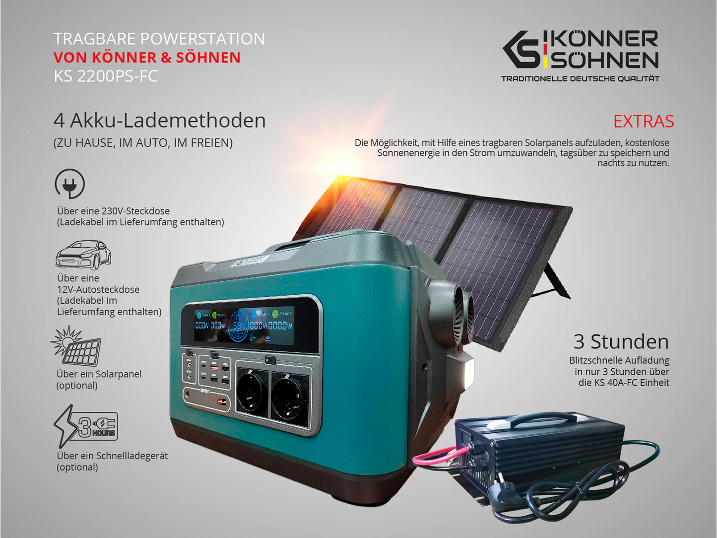 "Könner &amp; Söhnen" Portable Power Station KS 2200PS-FC - 2.2kWh 