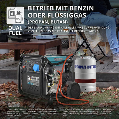 "Könner & Söhnen" LPG/Benzin-Inverter-Generator KS 8100iEG - 8kW Nennleistung - Gas-/Benzinmotor
