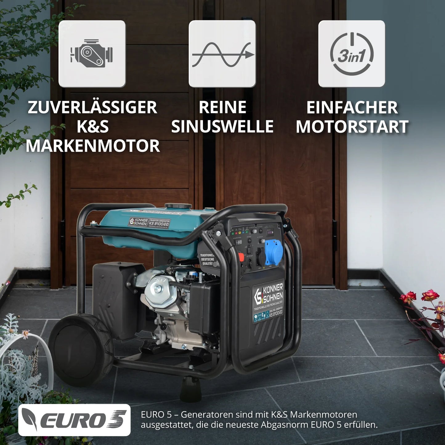 "Könner & Söhnen" LPG/Benzin-Inverter-Generator KS 8100iEG - 8kW Nennleistung - Gas-/Benzinmotor