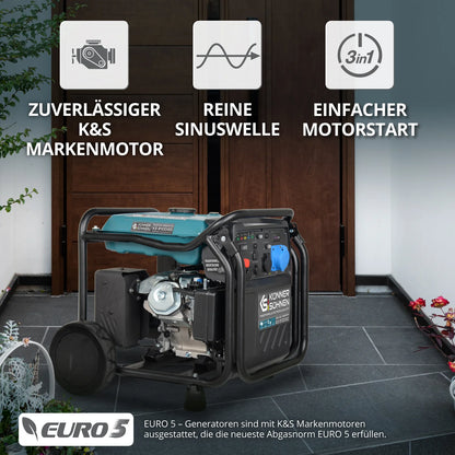 "Könner & Söhnen" LPG/Benzin-Inverter-Generator KS 8100iEG - 8kW Nennleistung - Gas-/Benzinmotor